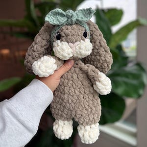 Crochet Baby Bunny Lovey | Handmade Crochet Bunny Snuggler | Crochet Bunny | Bunny Snuggler With Headband | Baby Rabbit Handmade Snuggler