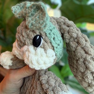 Crochet Baby Bunny Lovey: Handmade Bunny Snuggler with Removable Headband image 2