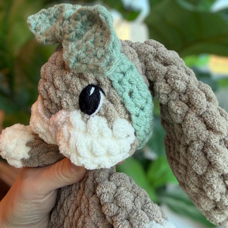 Crochet Baby Bunny Lovey: Handmade Bunny Snuggler with Removable Headband image 2