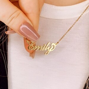 Custom Name Necklace, Personalized Name Necklace, Solid Gold, Gift for Her, Mom Jewelry, Birthday Gift, Anniversary, Mom Necklace, Initial