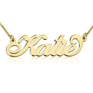 Custom Name Necklace,Personalized Gold Name Pendant, Solid Gold Name Necklace, Birthday Gift for Her, Name Jewelry, Gift for Mom, For Her