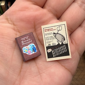 Beetlejuice Miniature dollhouse book 1:12 Scale with pictures and text on inner pages. #Replica