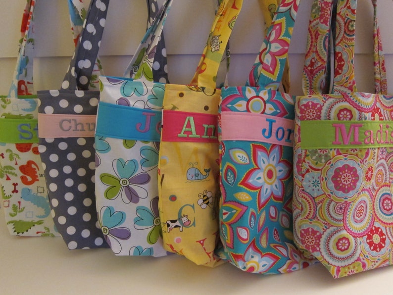 Personalized Kids Tote with Crayon Roll Personalized Kids Tote Bag 100s Fabric Choices Quiet Tote Design Your Own Flower Girl Gift