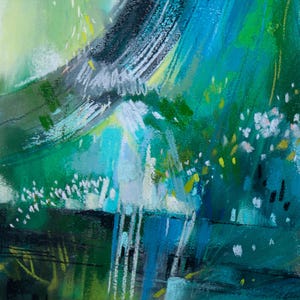ORIGINAL painting in soft pastel technique Landscape Summer rain Abstract Painting Modern Living Room Wall Art Decor