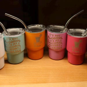 Vasos de chupito estilo vaso pequeño de 3 oz con pajita de metal