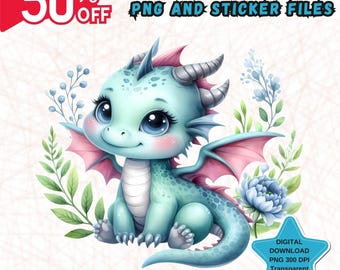 Cute baby dragon, Dragons watercolor clipart, cute dragon PNG, nursery decor, neutral dragons clip art, baby dragon, png Dragon, baby shower