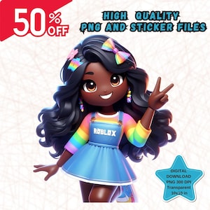 Roblox Png, Digital instant download, High resolution images, high quality images, kids png, Digital download, Instant download, black girl