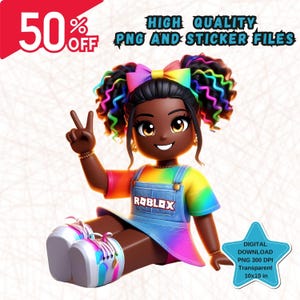 Roblox Png, Digital instant download, High resolution images, high quality images, kids png, Digital download, Instant download, black girl