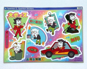 Spamton Big Shot and Addison Sticker Sheet