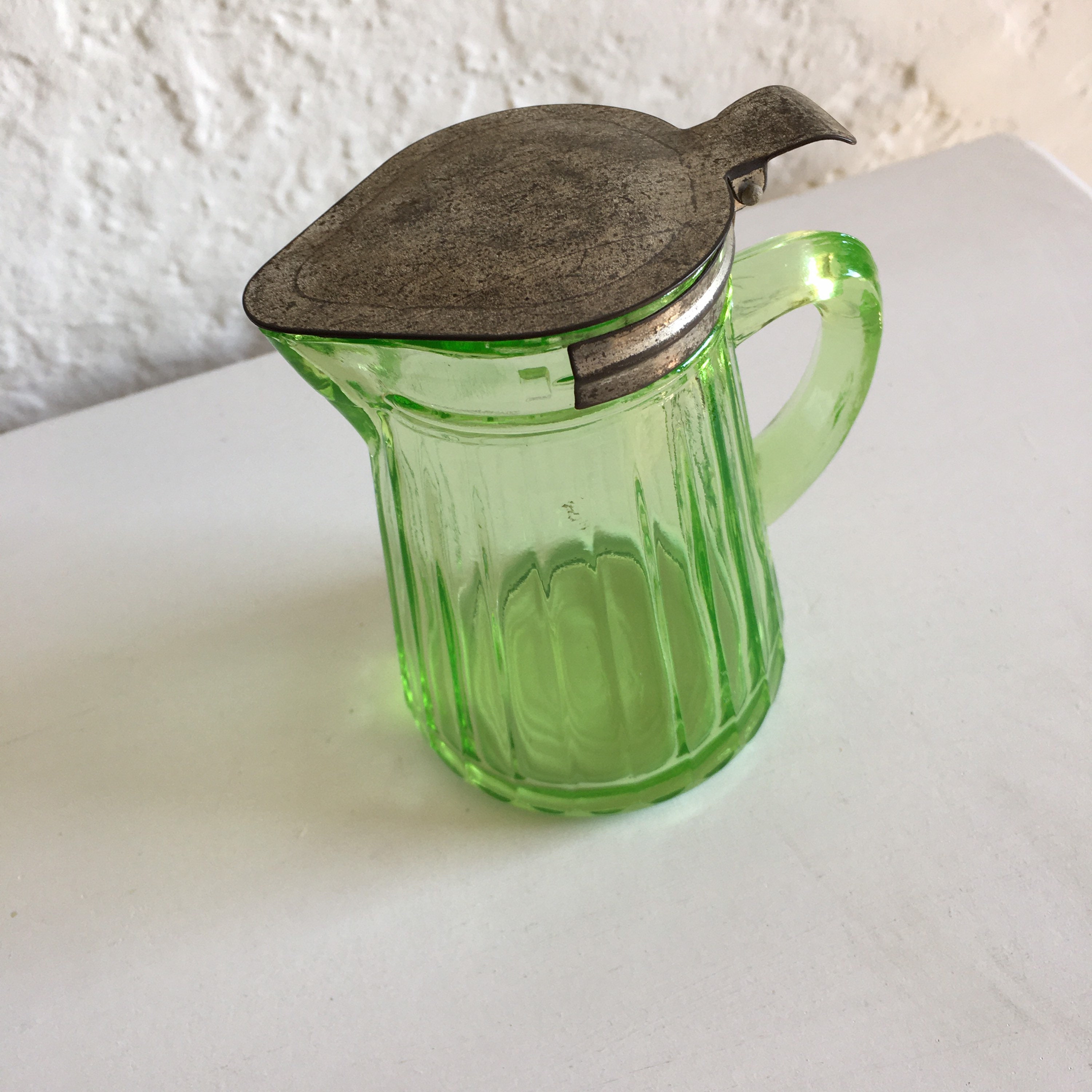 1930s Green Vaseline Uranium Glass Maple Syrup Pitcher Etsy