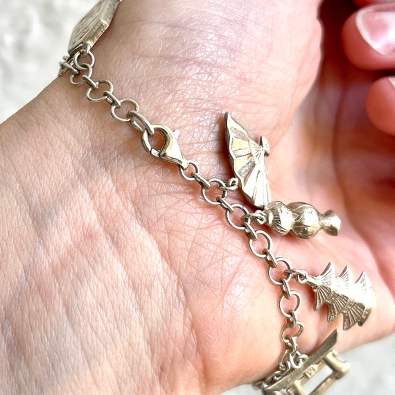 1950s Chinese Sterling Silver Charm Bracelet - image 3