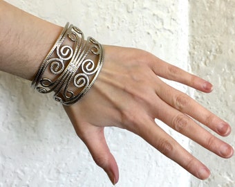 Silver Plated Scroll Cuff Bracelet