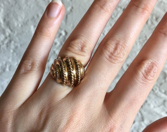 Gold Filled Twisted Chunky Rope Ring - Size 6