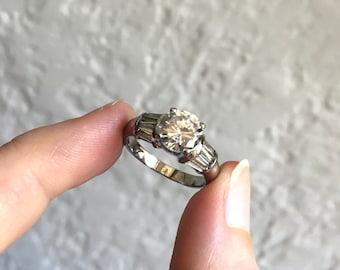 CZ Cubic Zirconia Paste Silver Tone Faux Engagement Ring - Size 7