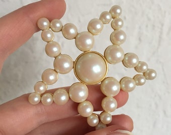 Vintage Pearl and Gold Bubble Star Brooch