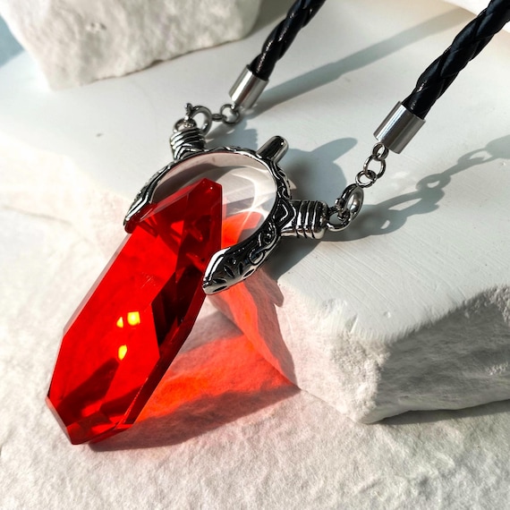 Devil May Cry 5 Dante Soul Stone Necklace, Red Crystal Pendant