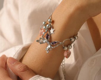Butterfly friendship bracelet, butterfly magnetic bracelet, best friend bracelet, matching bracelet, butterfly bracelet, matching jewelry,