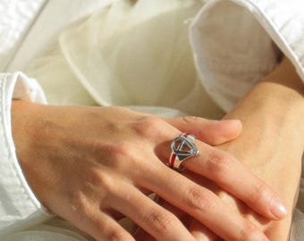 Anello in argento sterling ACE, anello Ace, anello regolabile Ace, argento sterling, anello S925