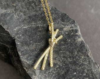 Zoro anime Sterling silver necklace, sterling silver plated with 14k gold, role-playing jewelry