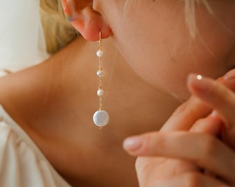 Pendientes de perla barroca, pendientes de perla de agua dulce, pendientes de perla barroca natural, pendientes de novia, regalo de aniversario