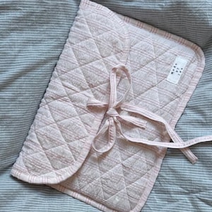 Pink striped quilted laptop sleeve 13”/14” with bow, Gift for her and mom, Aesthetic Macbook laptop case, Soft electronics and book cases