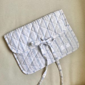 Blue Striped Laptop Sleeve with Bow: Soft Recycled Fabric Case
