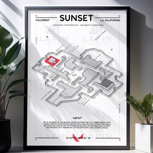 Valorant Map Poster 3D Wall Art Gamer Design – Unique Digital Download PNG Gift for Valorant Gamer Fans-Sunset Map Printable Wall Art Gifts