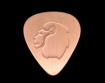 Copper Guitar Pick Plectrum With Leo Lion Zodiac Symbol