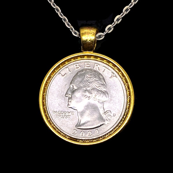 Birth Year Coin Necklace Made From Your Date Choice of US Quarter Birthday Anniversary Christmas Gift