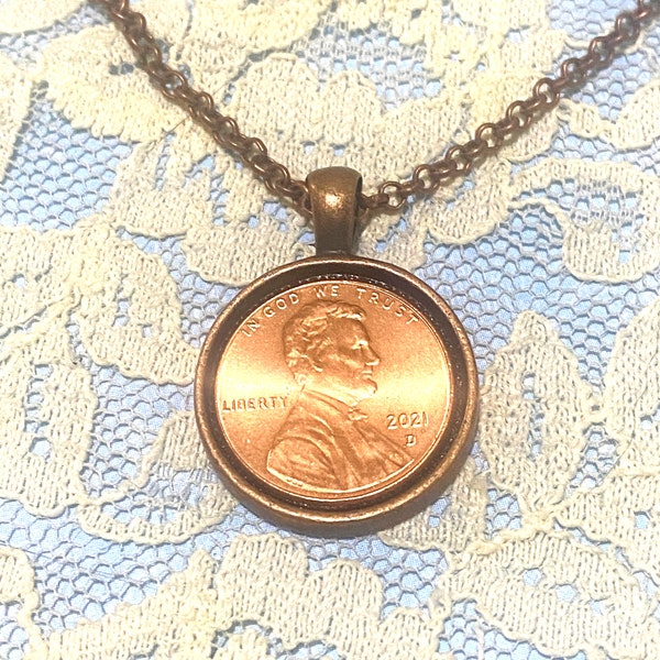 70th Birthday, Christmas or Anniversary Gift 1952 1953 1954 Coin Jewelry Penny Cent Necklace