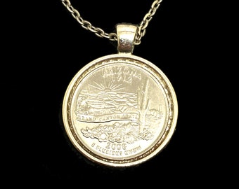 State Coin Necklace Pendant Made From Your Choice of State Quarters Birth Place Christmas Gift Under 20