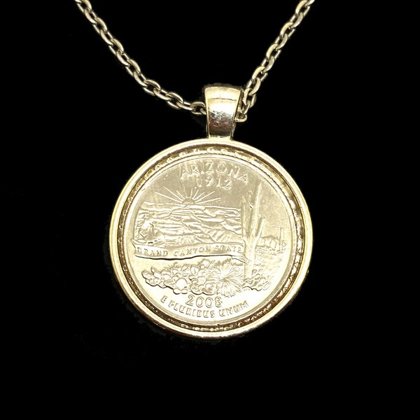 State Coin Necklace Pendant Made From Your Choice of State Quarters Birth Place Christmas Gift Under 20