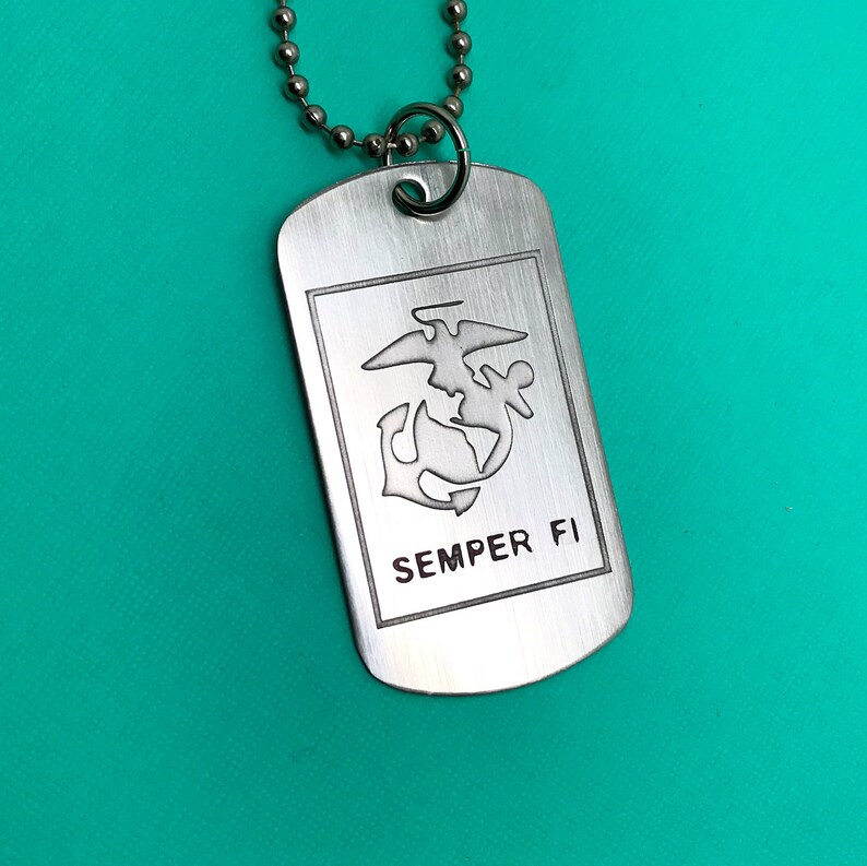 Stainless Steel Marine Corps Dog Tag Necklace Or Keychain Image 0