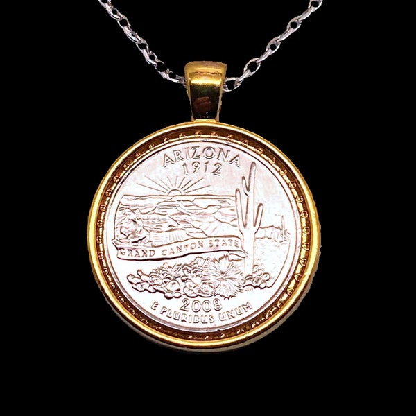 US States Coin Necklace Made From Your Choice of State Quarters Birthday Anniversary Christmas Gift Under 20