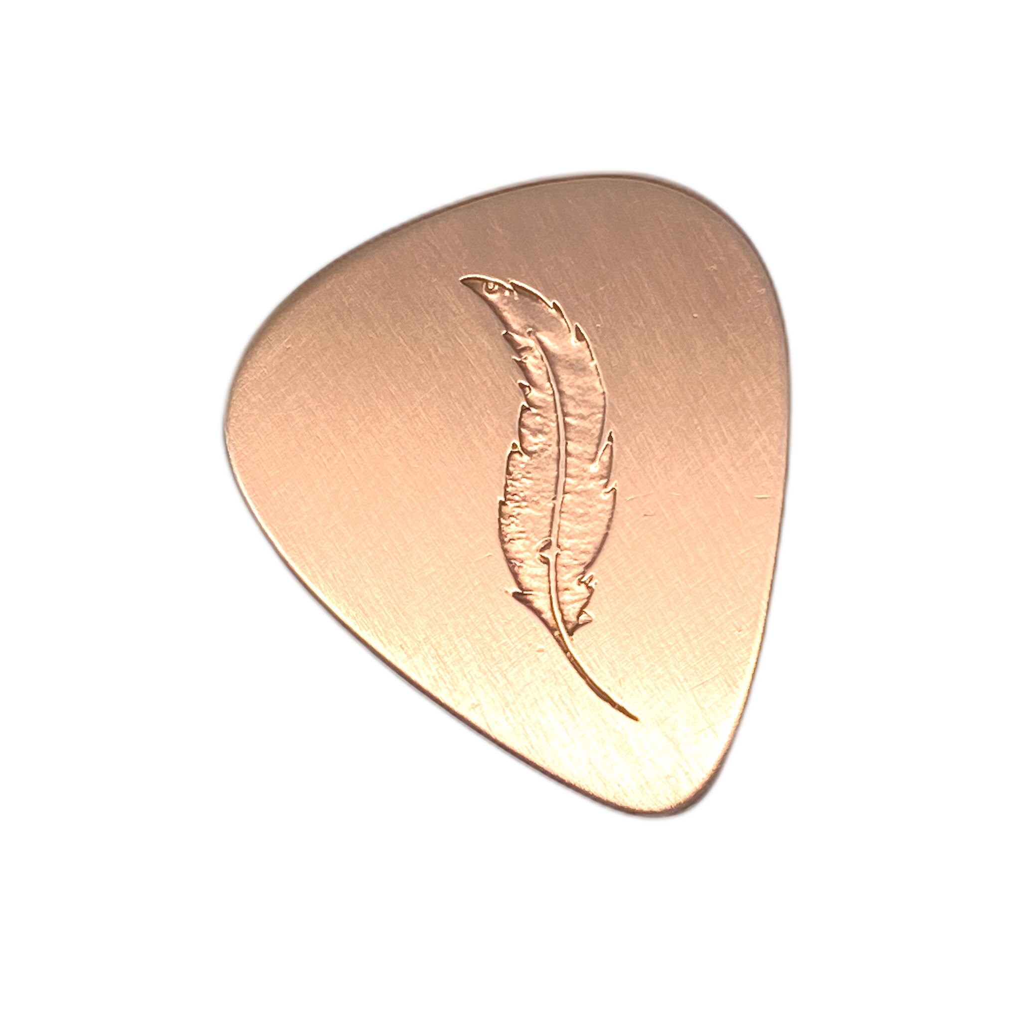 Medium Copper Guitar Pick With and Etched Feather Etsy
