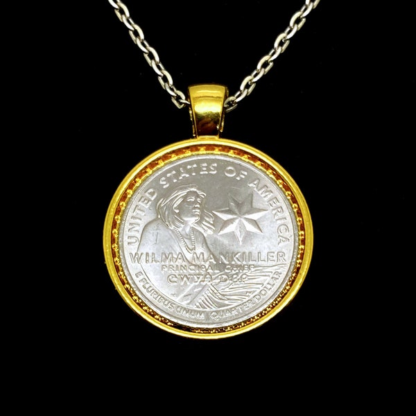 US Quarter Coin Necklace Wilma Mankiller American Women Series