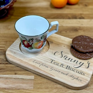Personalized Tea Serving Board – Custom Engraved Tea & Coffee Tray, Tea Lover’s Gift, Entertaining