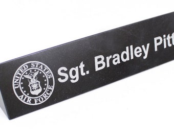 Black Marble Name Bar   2" x 8"