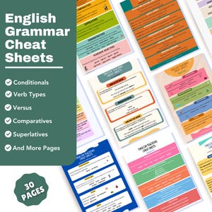 ¡El inglés no es difícil! Paquete de hojas de trucos de gramática inglesa