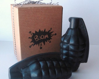 Hand Grenade Soap - Handmade soap for him - Novelty - Fathers Day gift - Valentines day gift - Scented Leather - Glycerin Soap - For Men -