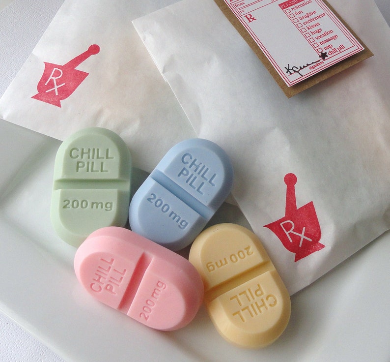 Chill Pill Soap Set - RX Pill Soap Gift Set, Goat Milk Soap, Valentines, Novelty, Shaped soap, teen gift, gift for her, gift for him 