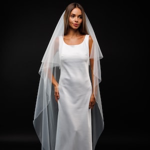 Simple veil with blusher Wedding Veil simple tulle 2 Tiers Soft Simple Wedding Veil Soft Pencil edge veil Ivory classic bridal veil