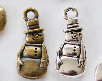 Snowman Snow People Charms, TierraCast silver and brass, antiqued + plated pewter, lead free winter charms, Christmas snow person pendants