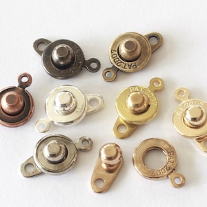 Patented Premium Ball & Socket Snap Clasps 8mm, 8 colors: silver, gold, copper, pewter, gunmetal, brass, for bracelets, necklaces + sewing