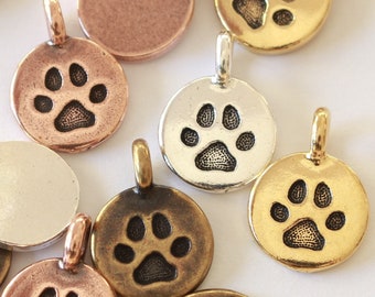 SBI Jewelry Paw Print Dog Heart Charm for Bracelets Pets Bead Pendant Birthday Gift for Women Girls