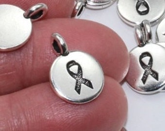 20 Silver Awareness charms or small pendants, TierraCast antiqued & plated silver pewter, Universal Support Symbols, compassion charms