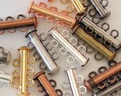 3 Strand Tube Clasps, Silver, Gold, Copper, Brass, Black (Hematite) plated brass, multi strand slide bar clasp, bright antiqued cuff hooks