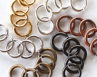 7mm OD Jump Rings, TierraCast 16 gauge silver, gold, black, copper, white bronze, brass plate, 5mm inner, 7.5mm outer diameter, nice+strong