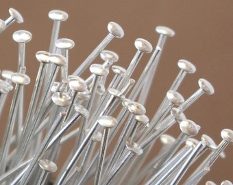 144 Silver Head Pins, 21 gauge, 2”, 3”, 4” options, plated brass for jewelry making