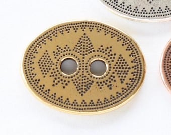 Gold Tribal Buttons, TierraCast plated pewter, Western motif 19x14.75mm, for clothes and jewelry